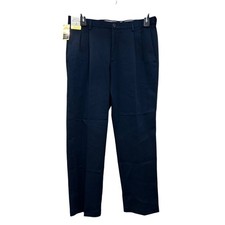 HAGGAR Mens IRON-FREE PREMIUM KHAKI Classic Fit NAVY PANTS Size 34 x 29 NEW