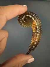Vintage Tortoiseshell Hair Barrette Hair Pin W Crystals, Feather GORGEOUS