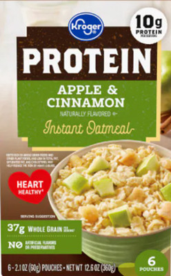 KROGER Protein 'Apple & Cinnamon' Instant Oatmeal Naturally Flavored 360 gr USA
