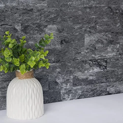 -Hoja Pelar y Pegar Salpicadero PVC Azulejo de Pared, 11.4"x13.5" 10 Granito Oscuro Foto 3 de 4