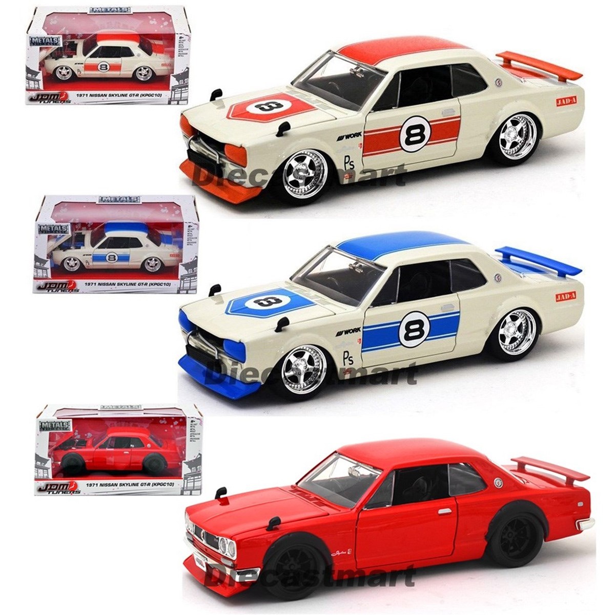 JADA JDM TUNERS 1:24 1971 NISSAN SKYLINE GTR KPGC10 DIECAST MODEL