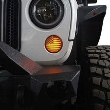 JK Smoked Turn Signal Light Amber LED Indicator Blinkers Compatible with Jeep