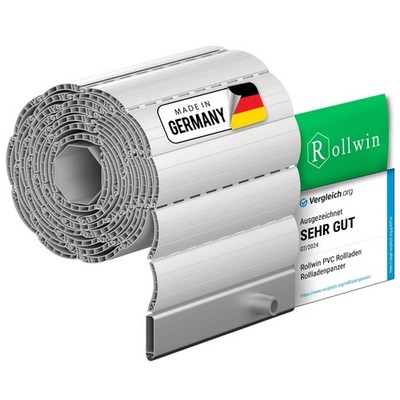 Rollwin ROLLADENPANZER PVC Hellgrau (ähnl. RAL 7047) PVC Rolladen Kunststoff