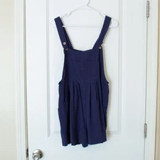 Anrabess L Farmcore Jumper Overalls Shorts Summer Navy Blue Big Pockets Buttons