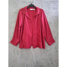 Chicos Open Front Jacket Womens 2 Large Red Shimmer Evening Professional Chic