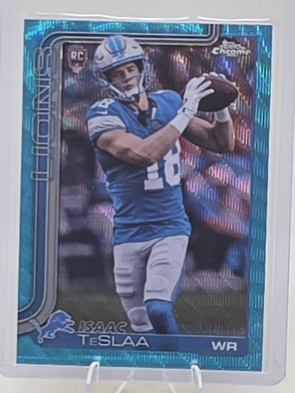 2025 Topps Chrome #320 Isaac TeSlaa Aqua Wave Refractor #/199