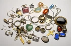 830, 835, 925 SILVER SCRAP JEWELRY PENDANTS PARTS TO MELT SORT FIX GEMSTONES 99g