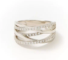 Diamonique Sterling Silver Layers of Love Highway Band Ring, Size 7