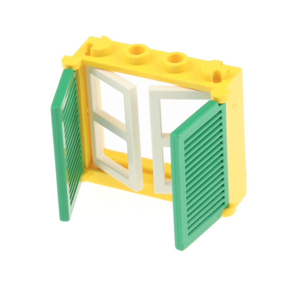 1X Lego Window Frame 1X4X3 Yellow Pane White Wing 1X2X3 Green 3856 3854 3853