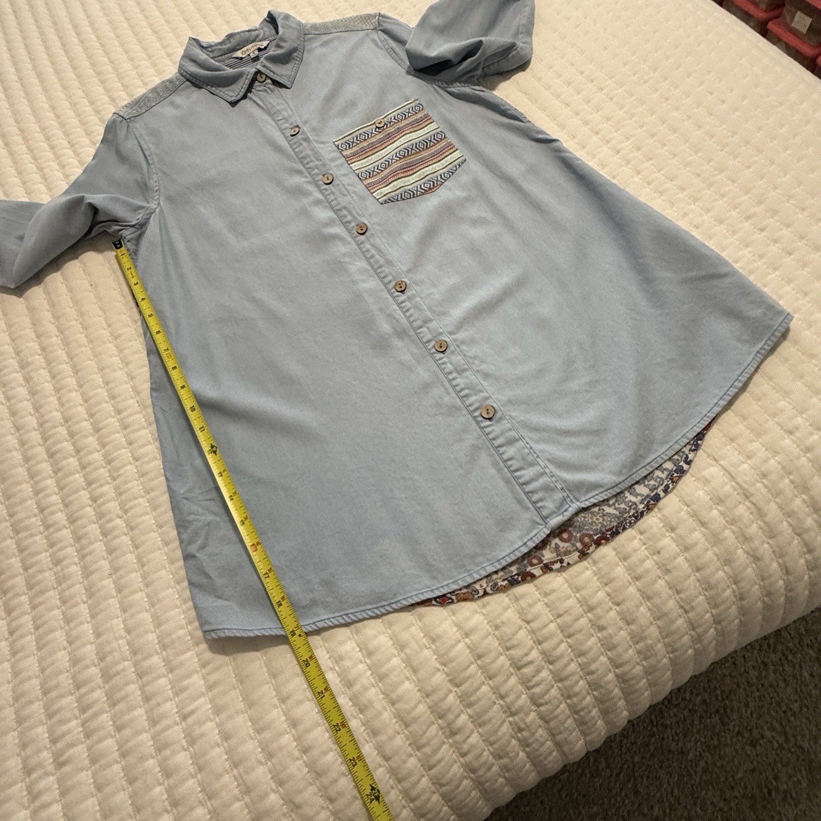 John Mark Blue Chambray With Boho Pattern Floral … - image 3