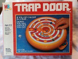 Vintage 1982 Milton Bradley Trap Door Game - 12 Glass Marbles 100% Complete