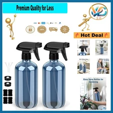 Indigo Blue Glass Spray Bottle Set 16 oz Refillable with Nozzles and Lids