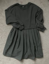 Sweatshirt Dress ~ Dark Grey ~ sm ~ Pullover ~ Long sleeve ~ Pleats ~ Oversized