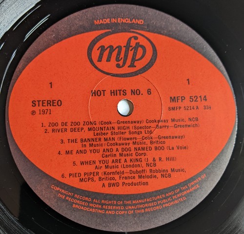 Hot Hits 6 Year 1971 Record Album Hits From The 70s 12 Tracks MFP 5214 UK Press - Foto 3 di 15