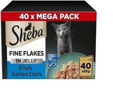 Sheba Fine Flakes in Jelly – Fish Collection – 40x85g Wet Cat Food Pouches for A 6.51 per kilo