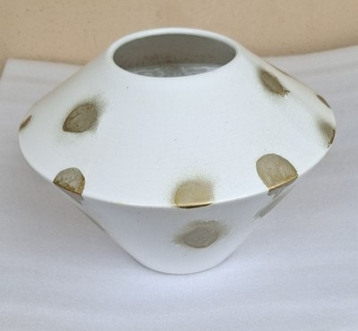 ASA Selection große Vase postmodern Keramik 80er weiß mit goldenen Punkten 83103