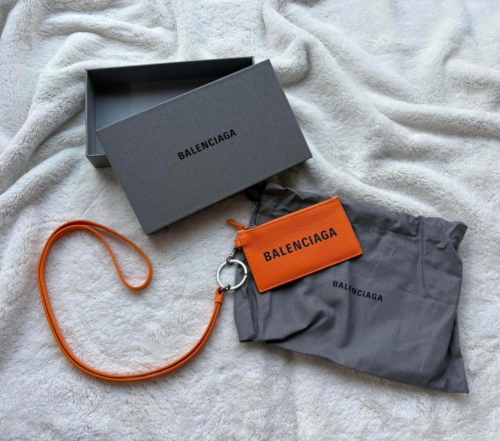 Balenciaga — Balenciaga Orange Zippered Card Holder on Lanyard - Authentic - Brand New