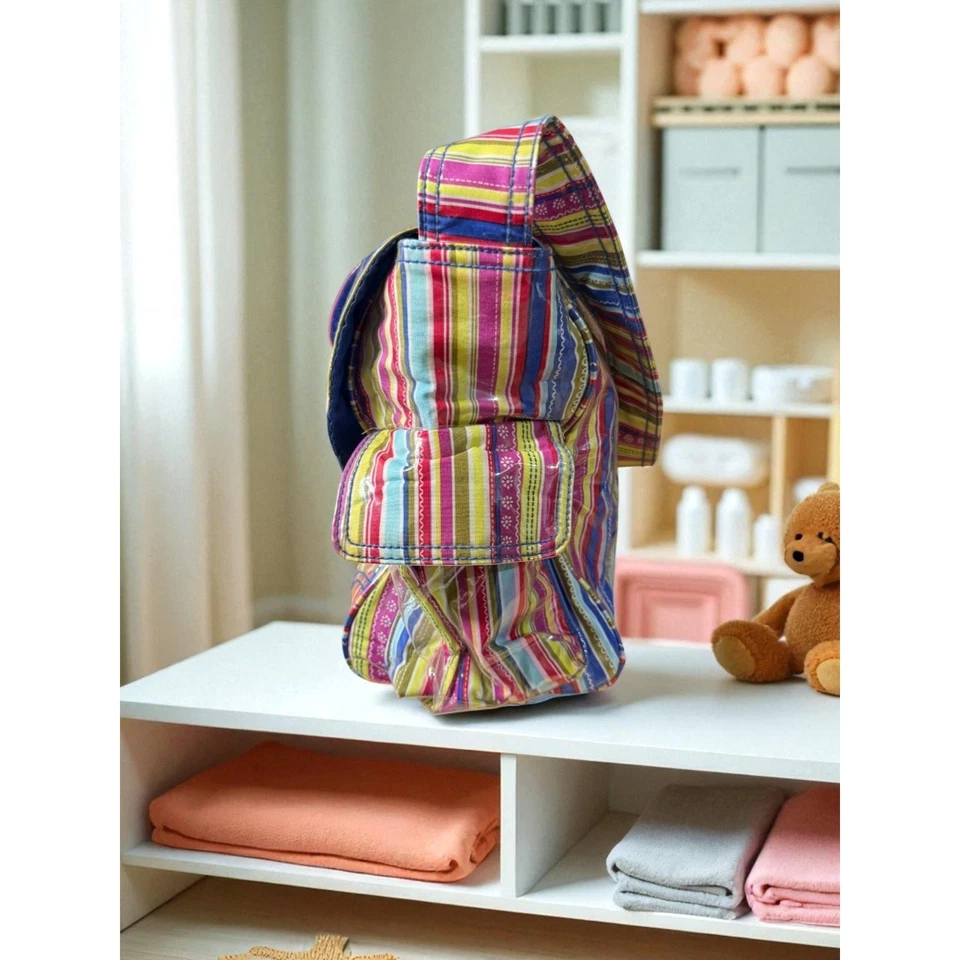 Kalencom Diaper Bag w/ Insulated Bottle Holder NWT Striped Waterproof Vinyl - Image 3 of 4