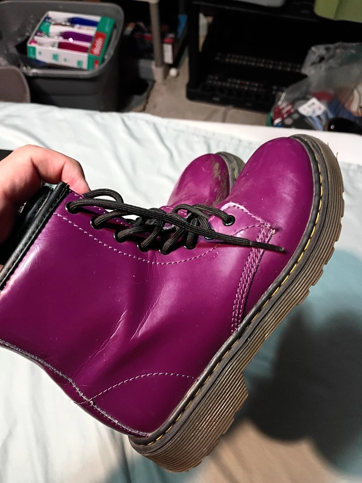 Dr Martens Doc Martens Kids Purple Patent Leather Delaney Lace Up Boot 2 - Image 4 of 4