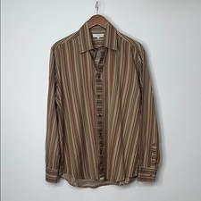Ted Baker Men's Brown Striped Button Down Shirt Size Large