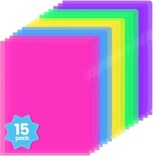 Sooez 15 Pack Clear Document Folder, Plastic Sleeves for Paper 8.5 X 11, Plastic