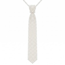 Sdfvsdg Pearls Neck Tie for Women Artificial Pearl Necktie Collar White