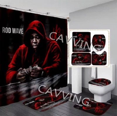 Rod Wave 3D Printed Shower Curtains Waterproof Bathroom Curtain, Bathroom set