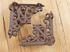 2 Antique Style Shelf Brace Wall Bracket Cast Iron Brackets SMALL FLEUR DE LIS 