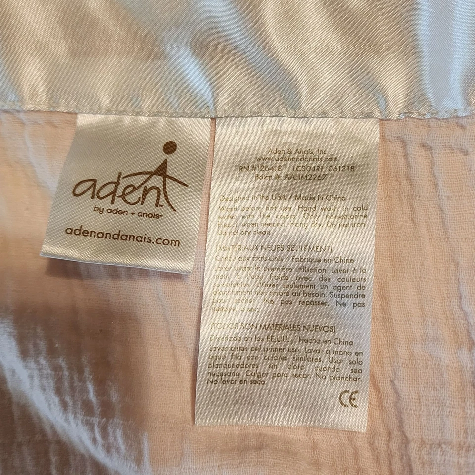 Aden & Anais Pink Muslin Lovey Security Blanket Bunny Rabbit Satin Musy Mate - Image 4 of 4