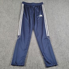 Adidas Soccer Pants Youth Large Slim Tapered Football Futbol Blue Zip Legs NEW