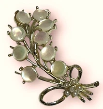 Vintage Coro? Mother Of Pearl Tree Of Life Gold Tone Estate Retro Brooch