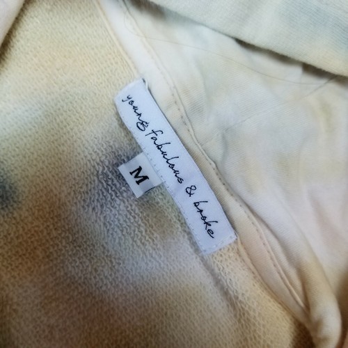 Young Fabulous & Broke Womens Medium Cream Tie-Dye Carla Cutoff Hoodie Pullover - Picture 6 of 9
