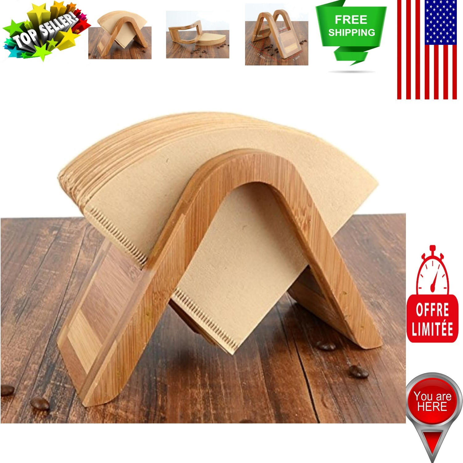 Eco-Friendly Bamboo Coffee Filter Holder – Lightweight & Stylish