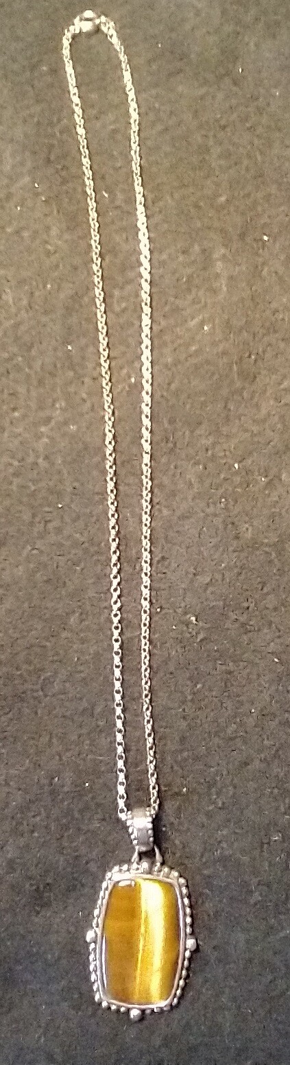 Vintage Sterling Silver and Rectangular Tiger Eye… - image 1