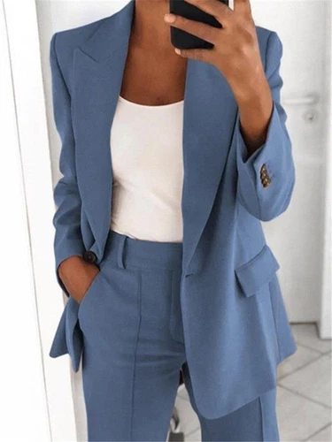 New Womens 2-piece Suit Set Long Sleeve Suit Pants Casual Business Size: S-5XL🔥 - Picture 29 of 39