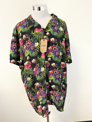 Jacamo Shirt Men s 3XL Button Up Floral Viscose Hawaiian Short Sleeve Green N128