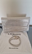 L.K. Bennett Ella Silver Lizard Effect Leather Clutch