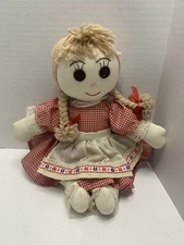 Rag Doll 100% Cotton Prairie Girl  13”T Handmade by Margie.