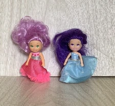 VTG Lot 2 Playskool Princess Krystal Dolls Stars Blossoms Dark Purple Pink