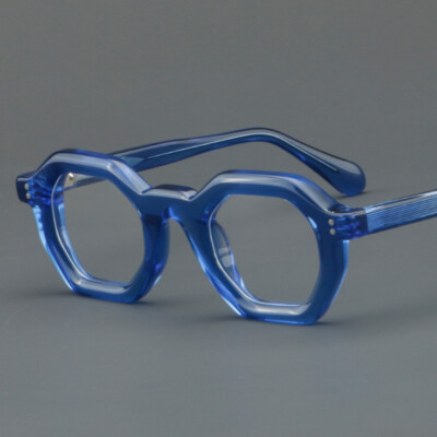 Polygon Thick Acetate Retro Eyeglass frames Full Rim Glasses Clear lenses