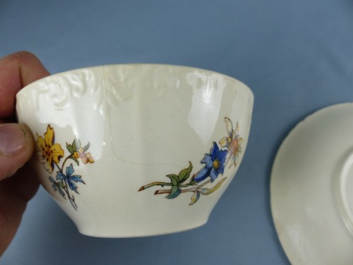 SARREGUEMINES RIGHI U&C très grande tasse + sous-tasse JUMBO forme RARE - Imagen 7 de 10