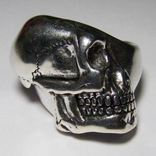 SIZE 14 SIDE OF SKULL HEAD BIKER RING BR120 MENS WOMENS SILVER NEW skeleton