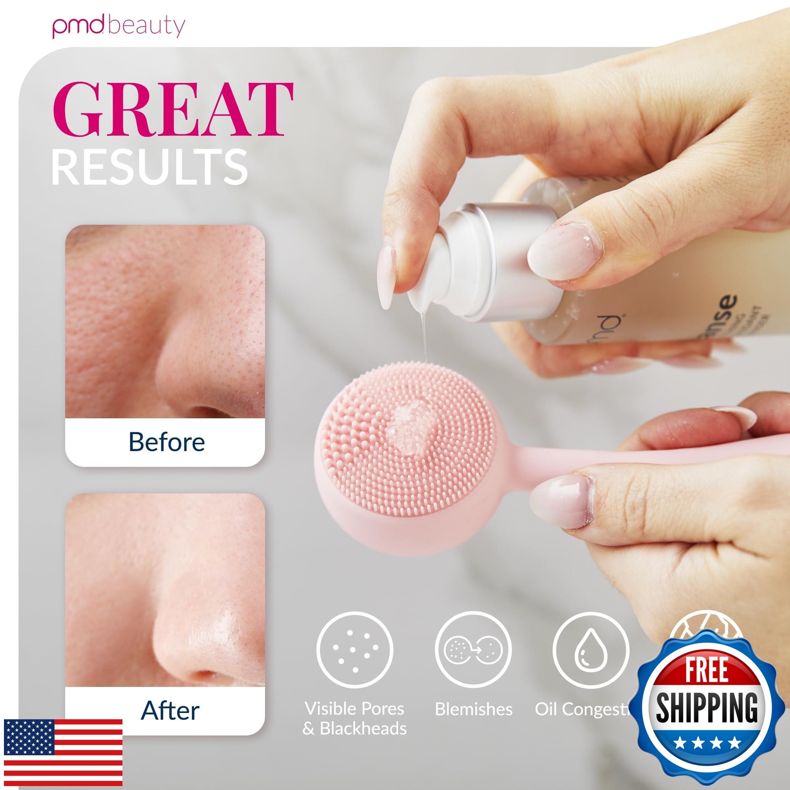 PMD Beauty: Electric Facial Cleansing Brush - Smart Facial Device with Silico