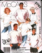 2793 Vintage McCalls SEWING Pattern Misses Stretch Knit Top Mens Gap OOP Small S