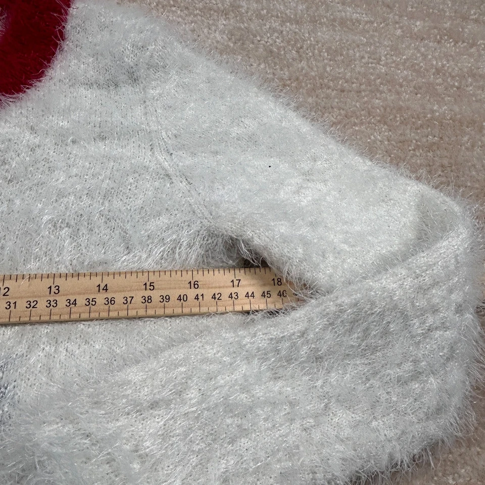 Vestido Suéter de Lavandería Francés Para Mujer S Blanco Rojo Copo de Nieve Suave Difuso Cómodo Acogedor Foto 3 de 4