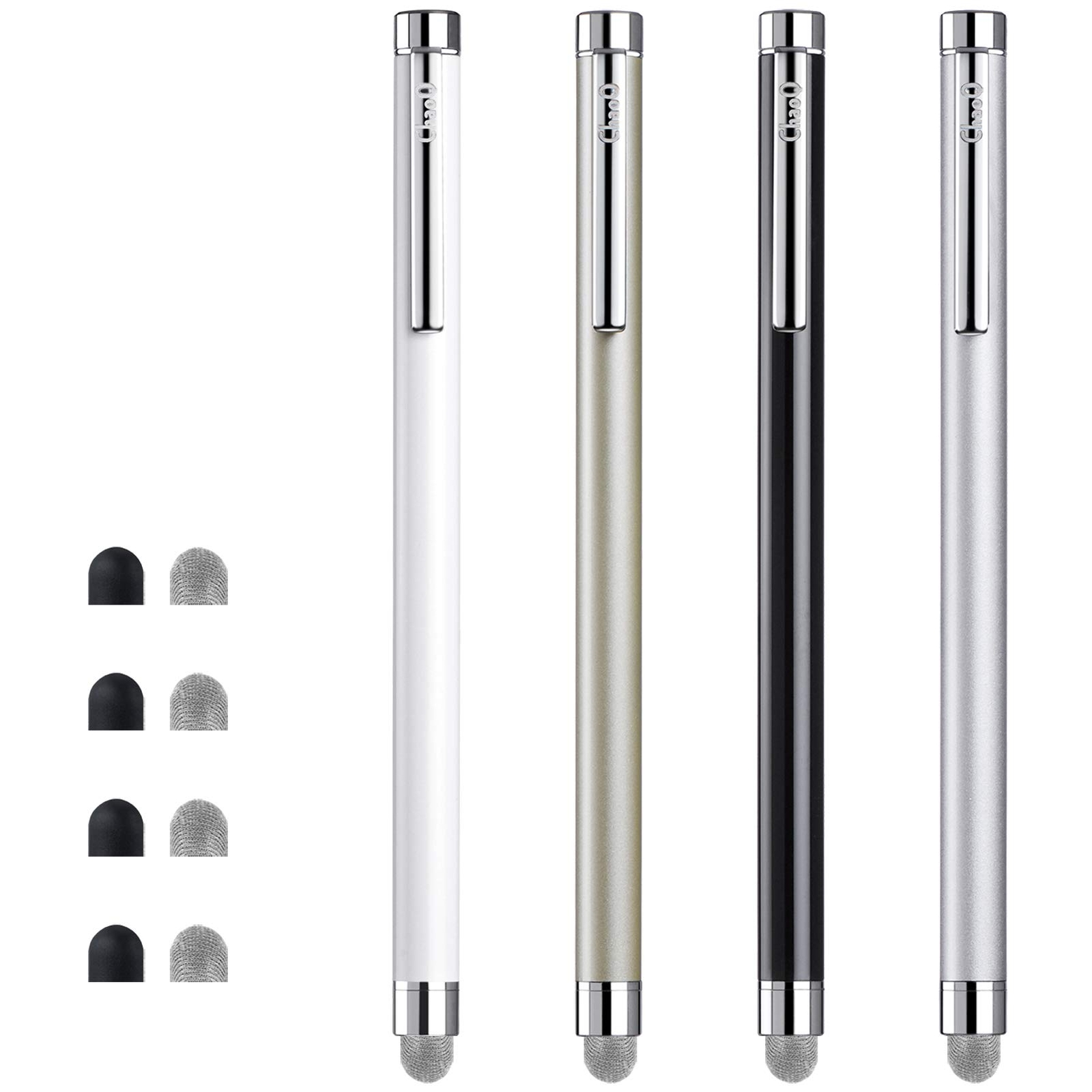 4-Pack Mesh Fiber Stylus Pens for Touch Screens with Replaceable Tips-image