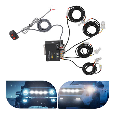 Strobe Lighting System Kit 4 HID Bulbs Hide Away Hazard Emergency Warning Light