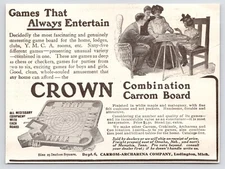 c1880s Crown Carrom Board Combination Game Ludington MI Art Antique Print Ad