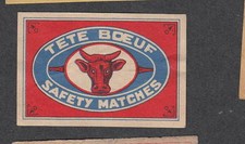 Ancienne     étiquette  allumettes  Belgique  AQ407   Tete Boeuf