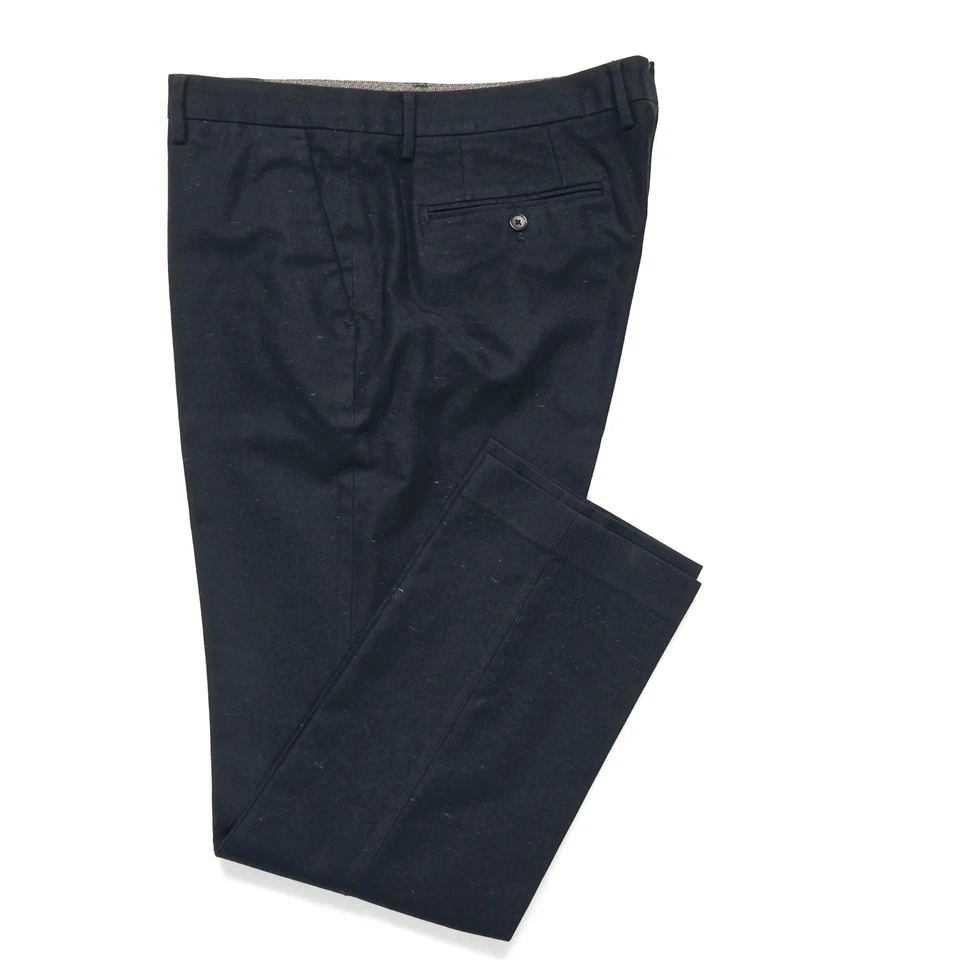 Pantalones de vestir Bonobos para hombre tweed rectos calce ajustado talla 38X31 negro frente plano Foto 2 de 4